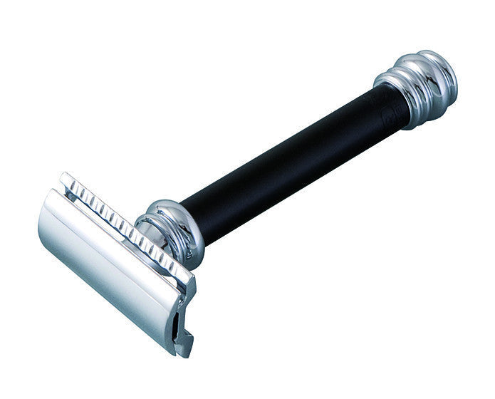 Merkur 38B 2-Piece DE Safety Razor, Closed Comb, Barberpole Long Heavy Handle, Black