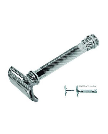 Merkur 39C 2-Piece DE Safety Razor, Slantbar Comb, Barberpole Long Heavy Handle, Chrome