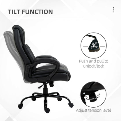 PU Leather Executive Office Chair with High Back, Adjustable Height and Swivel Wheels, 400LBS Capacity, Brown