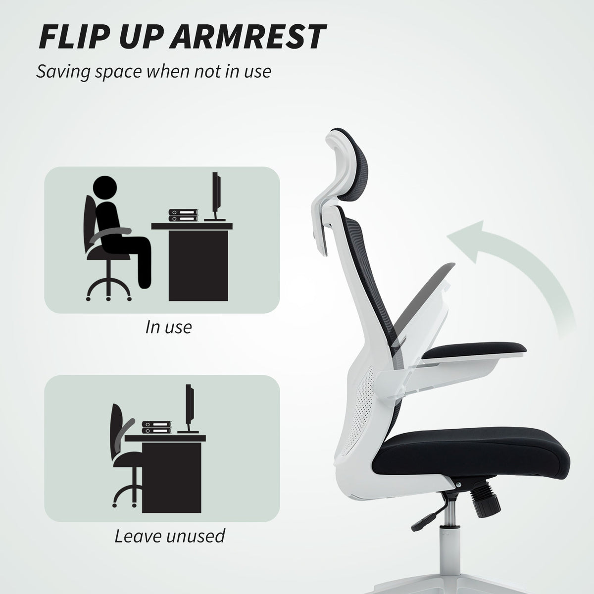 Ergonomic Office Chair, Swivel Desk Chair with Adjustable Lumbar Support, Headrest and Height, Flip-up Armrests, Beige