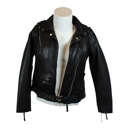 BOL Women's Leather Biker Jacket with Adjustable Belt