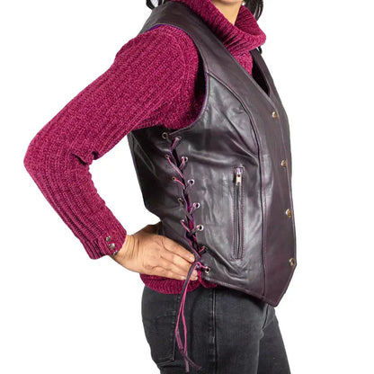 Open Road Women's Lace Side Leather Vest