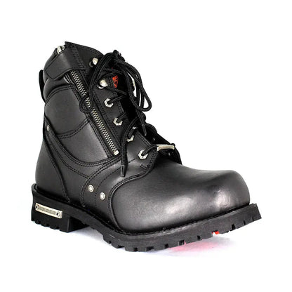 Milwaukee Leather Men's 6" Milwaukee Side Zip Lace Up Motorcycle Boots