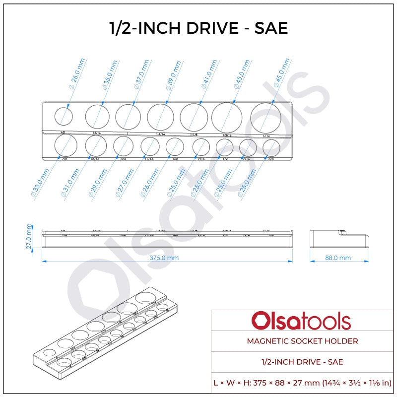 2-Row Magnetic Socket Holders