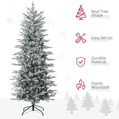6' Pre Lit Arctic Fir Artificial Flocked Christmas Trees, with Snow Branches, Warm White UL Listed Clear Lights