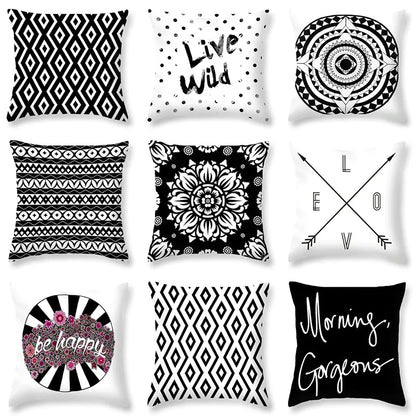 Nordic Style Black and White Velvet Pillow Covers