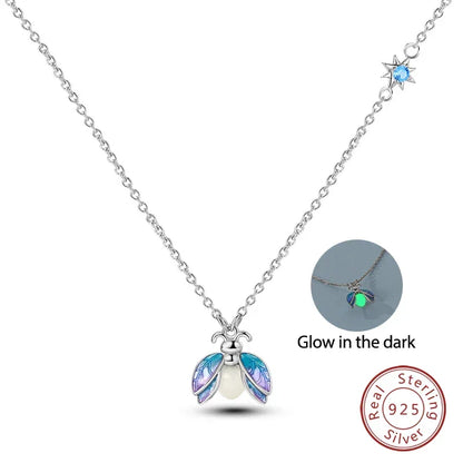 Magical Firefly Sterling Silver Necklace with Glow-in-the-Dark Enamel