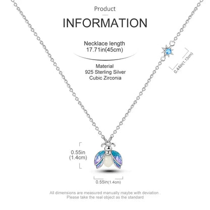 Magical Firefly Sterling Silver Necklace with Glow-in-the-Dark Enamel