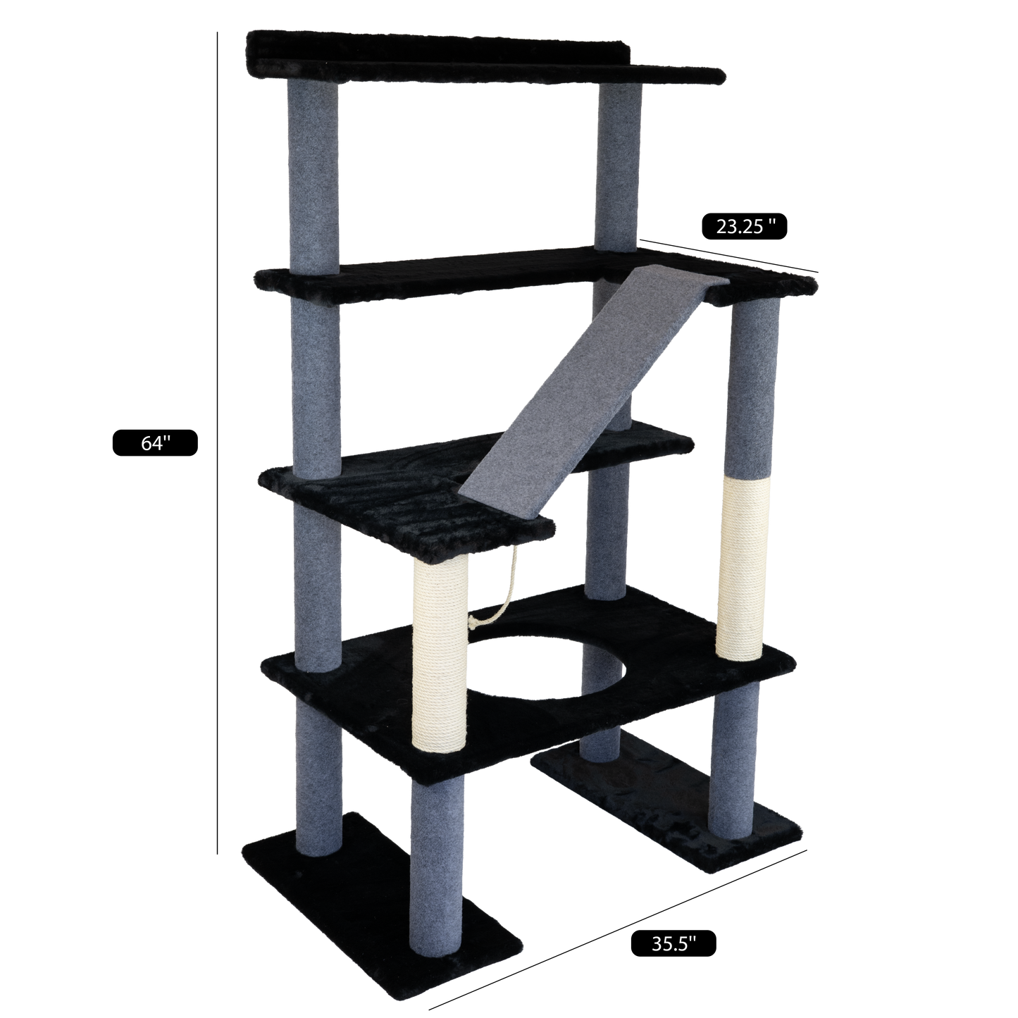 Maine Coon 65" Cat Tower - 4-Level Cat Tree