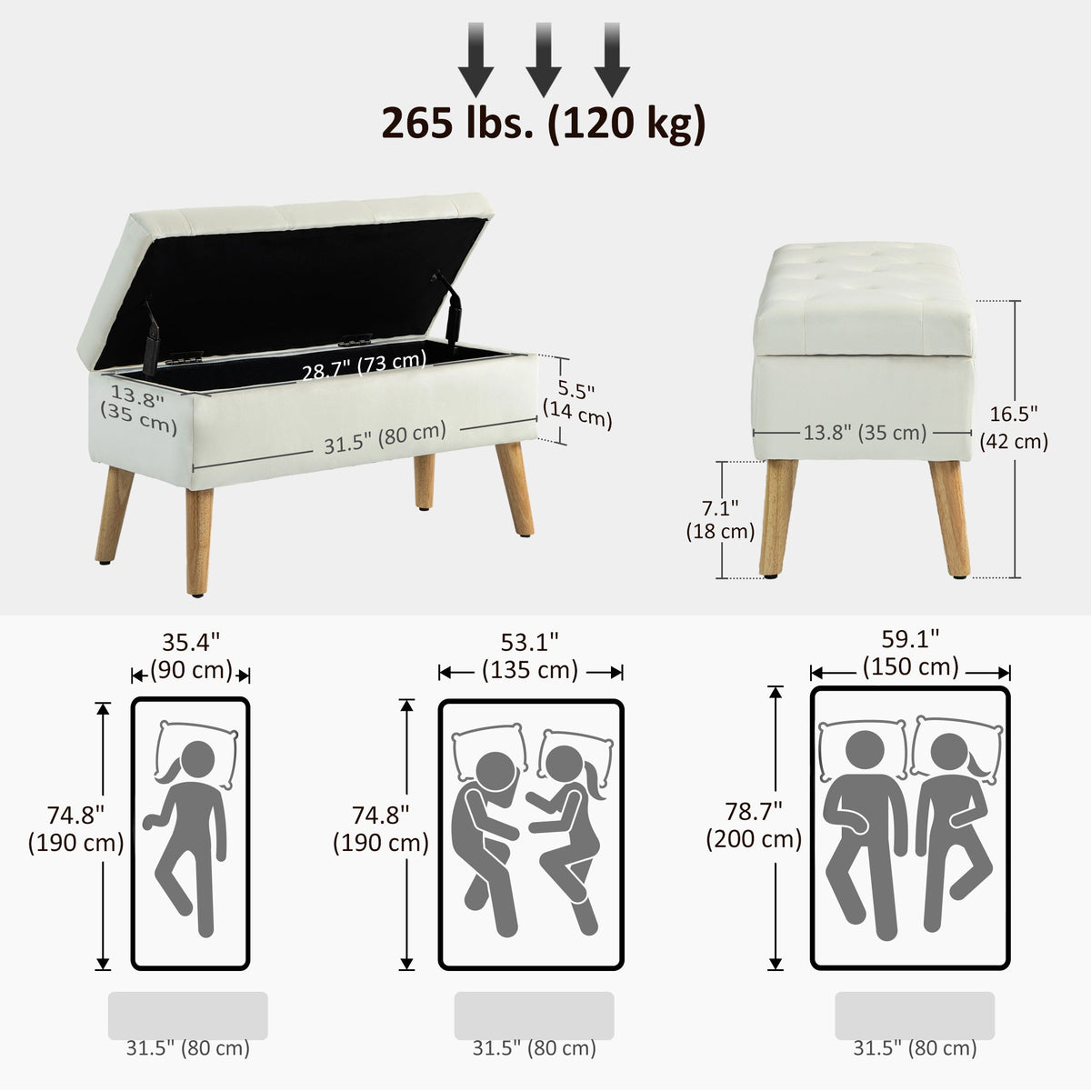 Storage Ottoman with Lid, Velvet Upholstered Storage Bench with Wood Legs for Living Room, Black