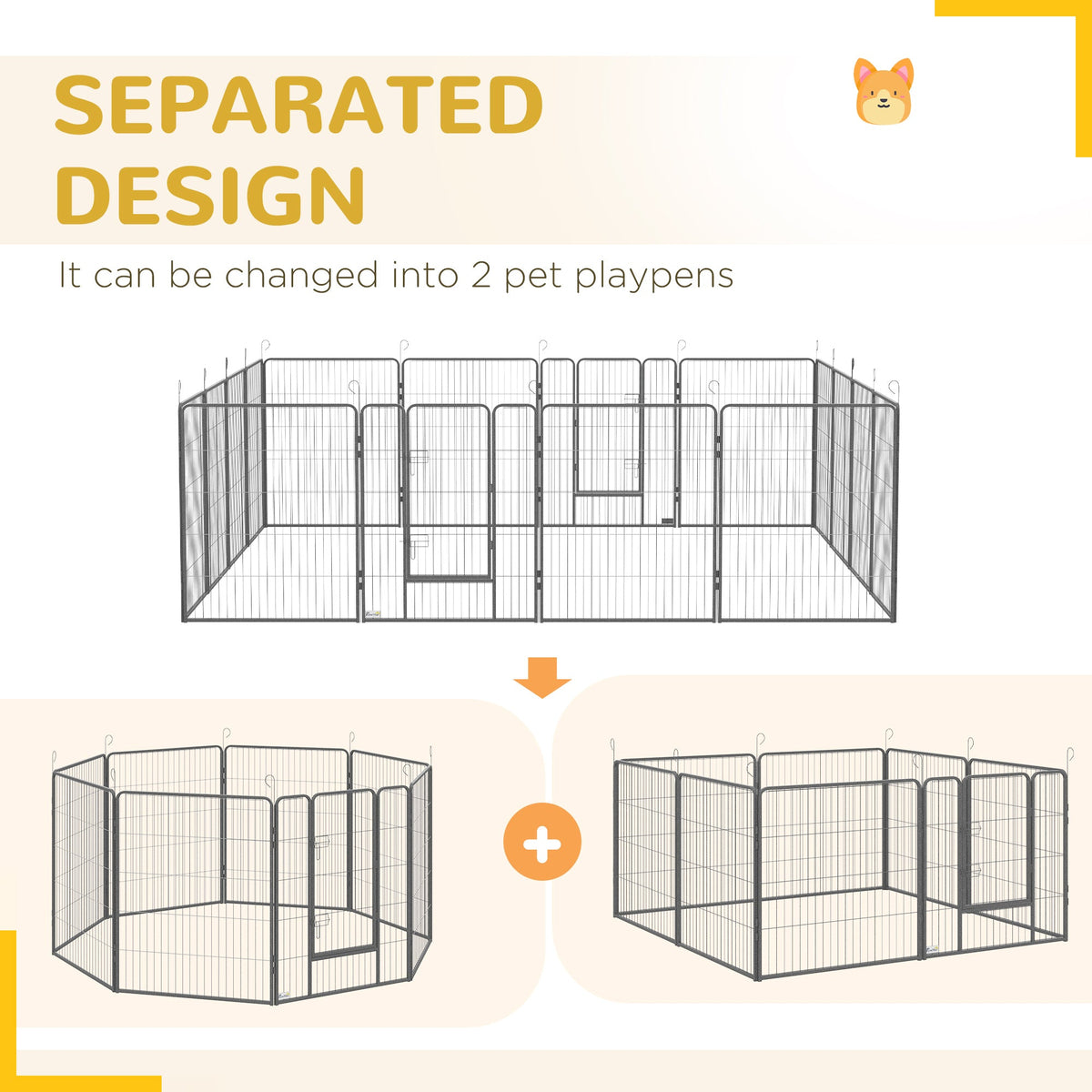 16 Panel 39" Height Heavy Duty Dog Playpen for Small Medium Large Dogs, Grey