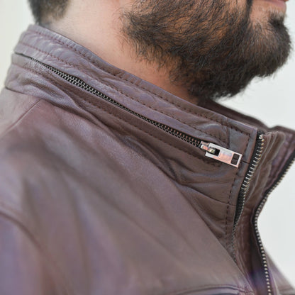 Men's Dual Flap Pockets Leather Jacket