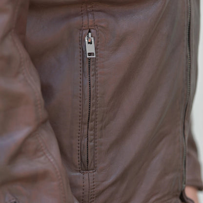 Men's Dual Flap Pockets Leather Jacket
