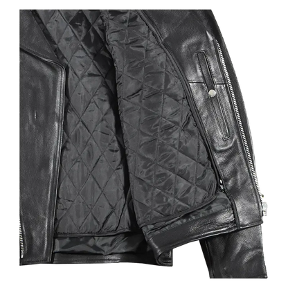 Men's Tall Classic Side Lace Leather Motorcycle Jacket