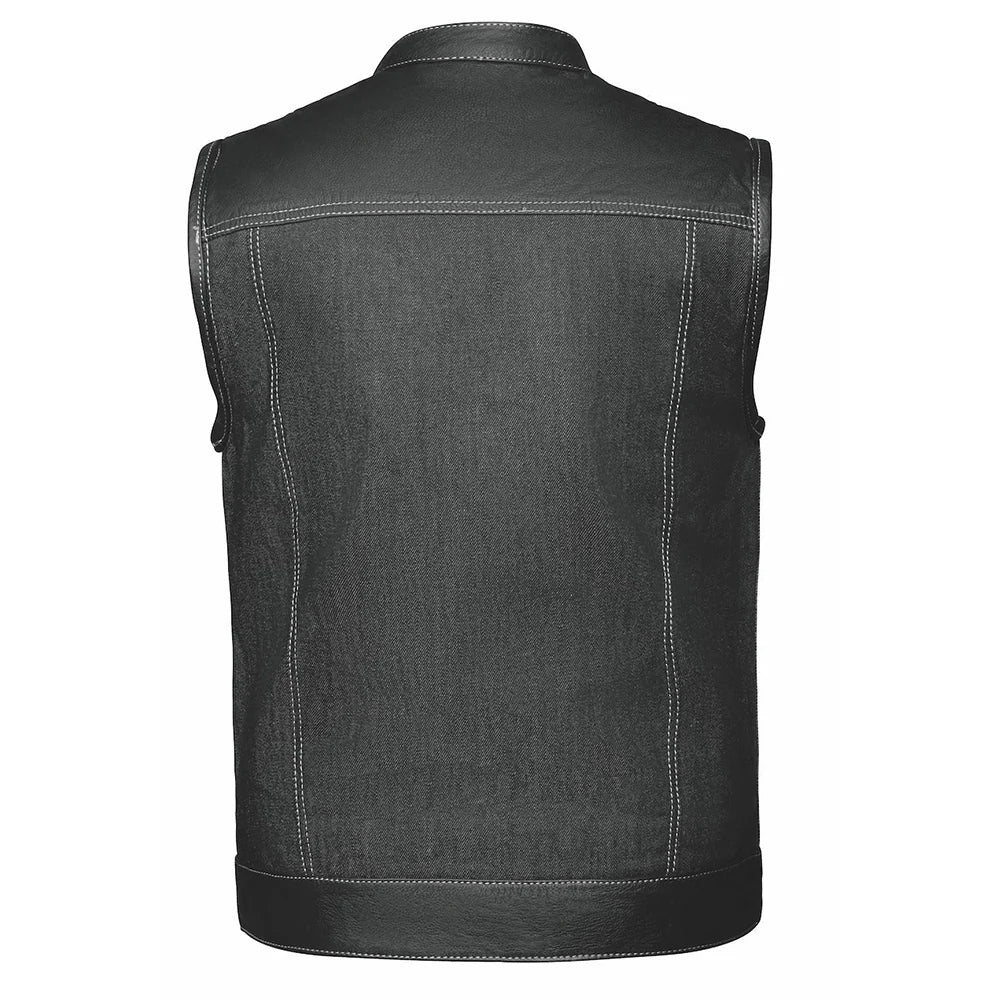Open Road Men's Denim & Leather Club Vest
