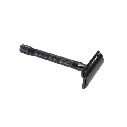 Merkur 23B 3-Piece DE Safety Razor, Closed Comb, Knurled Long Handle, Black