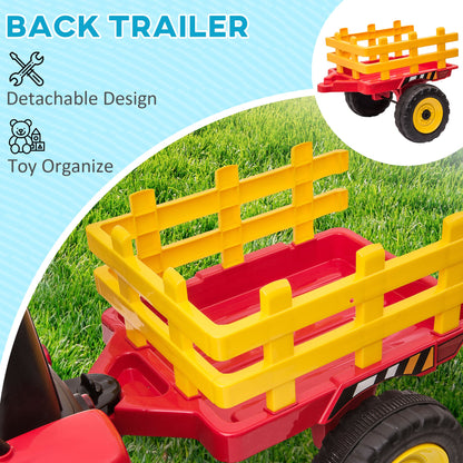 12V Kids Ride on Tractor with Trailer, Battery Powered Electric Kids Car with Remote Control, Music Start up Sound and Horn, USB, LED Lights, Green