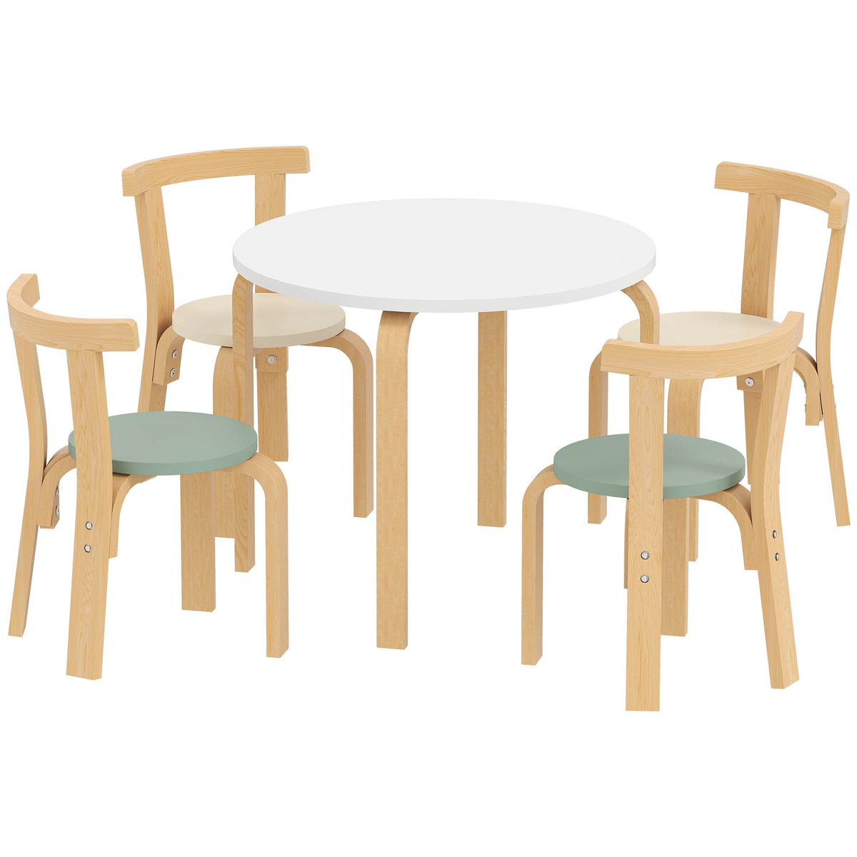 Wooden Kids Table and Chairs Set, Toddler Table and Chairs Set for 3-8 Years, Green