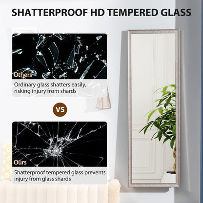 64" x 21" Rectangular Full Length Mirror with Frame, Free Standing, Wall Mounted or Leaning, Gunmetal Silver