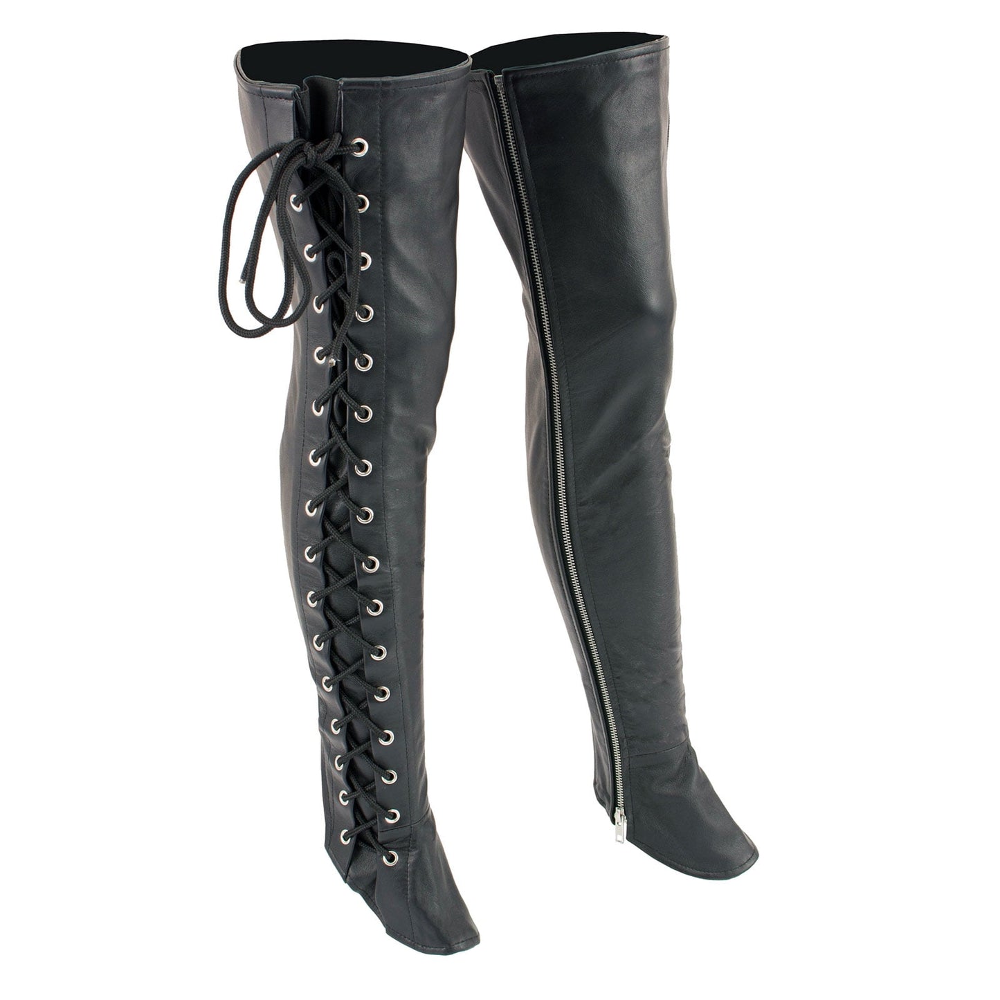BOL/Open Road Women's Black Thigh High Leather Side Lace Leggings