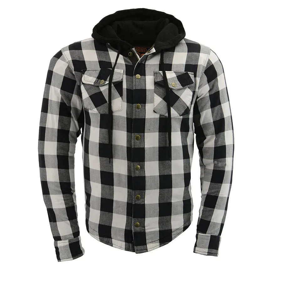 Milwaukee Leather Men's Plaid Flannel Armored Shirt Jacket
