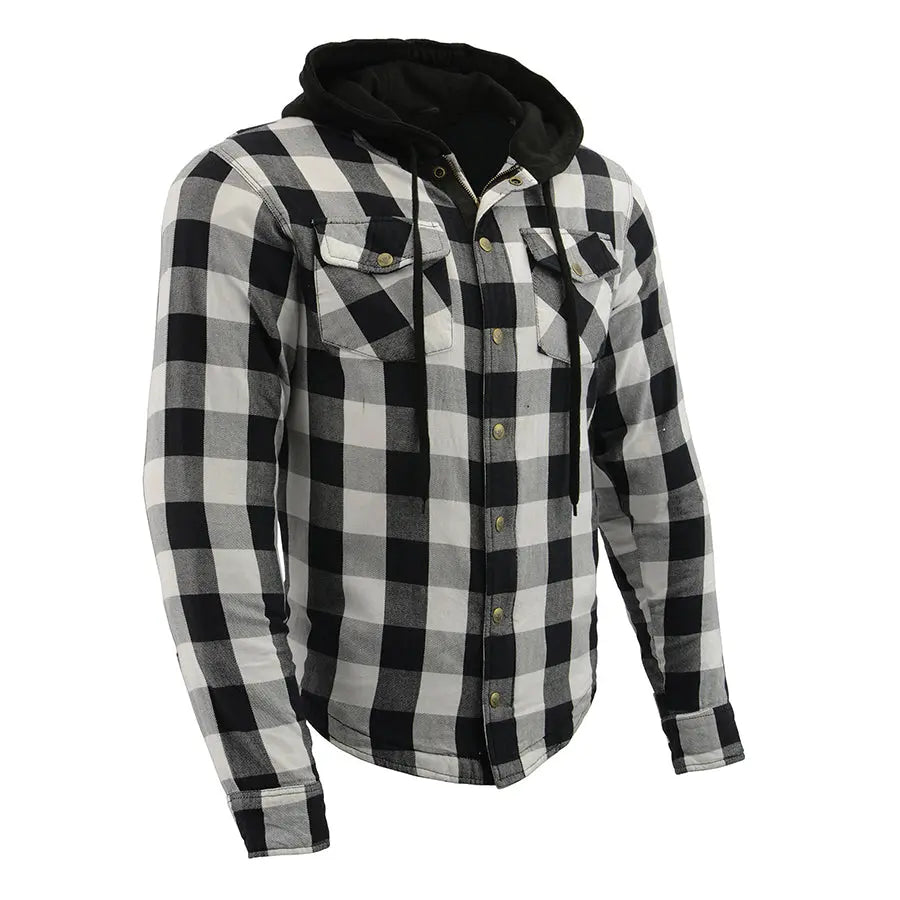Milwaukee Leather Men's Plaid Flannel Armored Shirt Jacket
