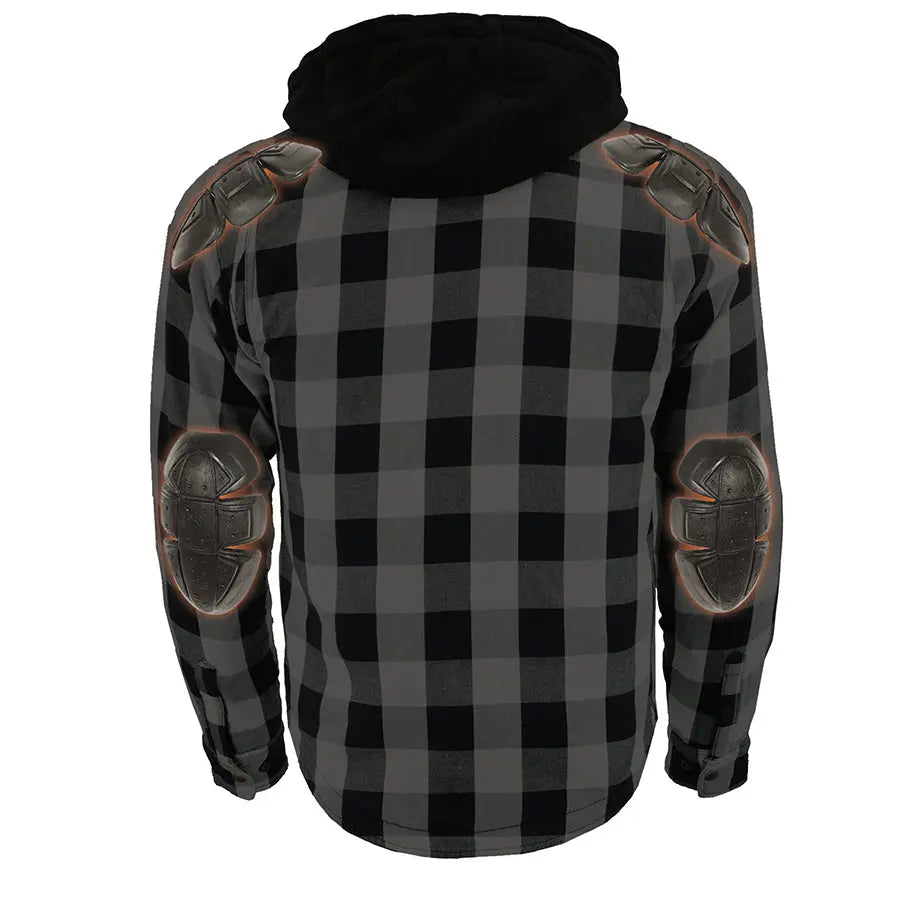 Milwaukee Leather Men's Plaid Flannel Armored Shirt Jacket
