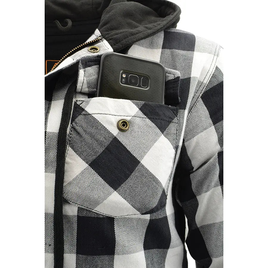 Milwaukee Leather Men's Plaid Flannel Armored Shirt Jacket