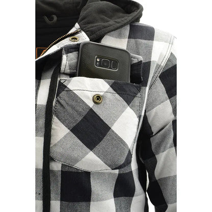 Milwaukee Leather Men's Plaid Flannel Armored Shirt Jacket