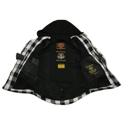 Milwaukee Leather Men's Plaid Flannel Armored Shirt Jacket