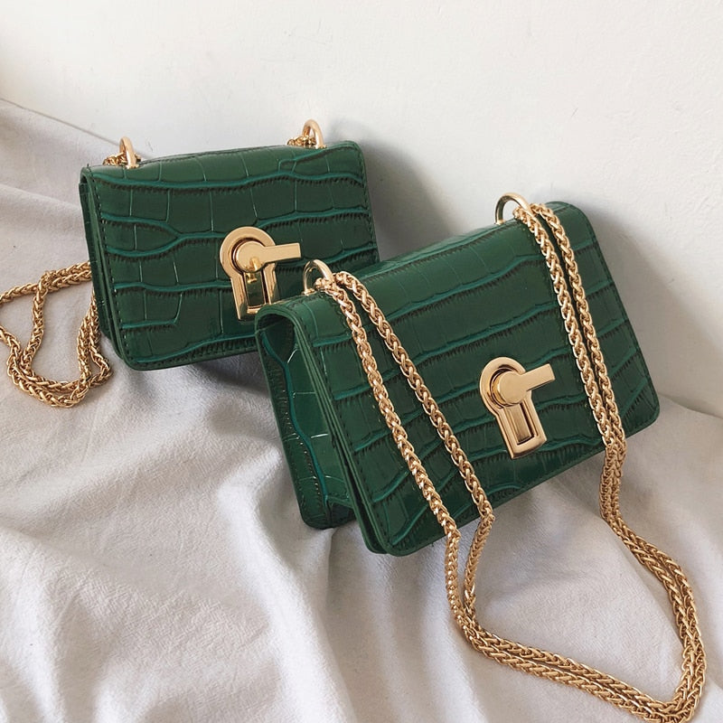 Key Lock Croc Pattern Bag