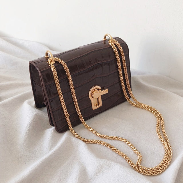 Key Lock Croc Pattern Bag