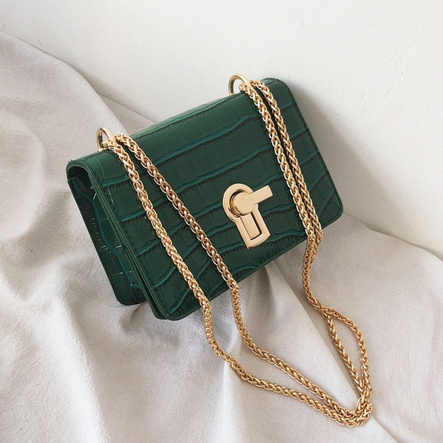 Key Lock Croc Pattern Bag