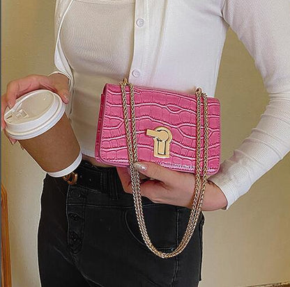 Key Lock Croc Pattern Bag