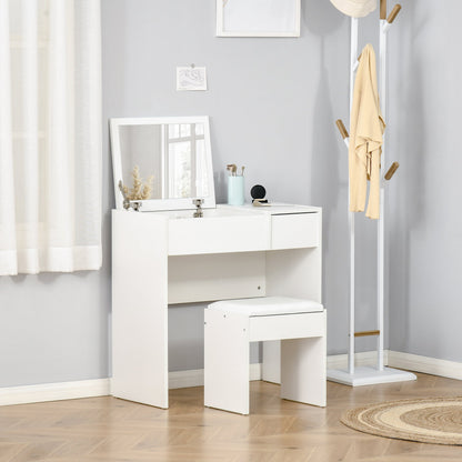 Mia Modern Vanity Set with Flip Top Mirror-White