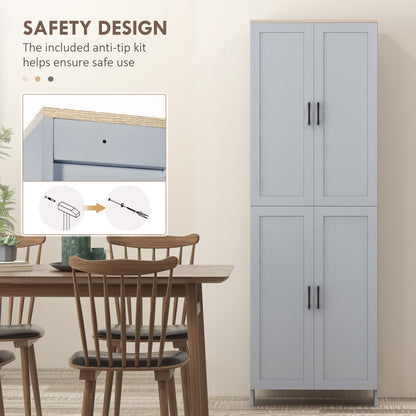 67" 4-Door Kitchen Pantry Cabinet, Freestanding Storage Cabinet Cupboard with Adjustable Shelves, Black