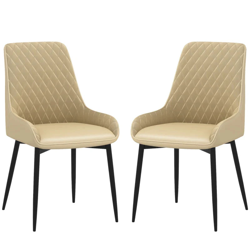 Blake Modern Dining Chairs with Diamond Tufting and Steel Legs-Set of 2-Khaki