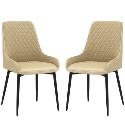 Blake Modern Dining Chairs with Diamond Tufting and Steel Legs-Set of 2-Khaki