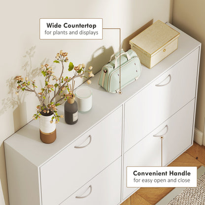 Flip Down Shoe Storage, Multi Cabinet, Wooden Shoe Rack, Entryway Shelf, 4 Drawer Organizer, Freestanding Unit, Brown