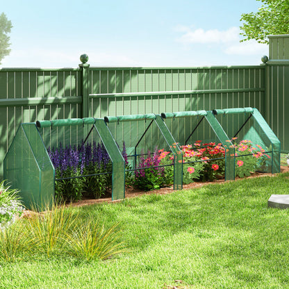 Portable Mini Greenhouse Tunnel Growing Tent Plants Flower Warm House w/ Zippered Roll-up Doors, Clear
