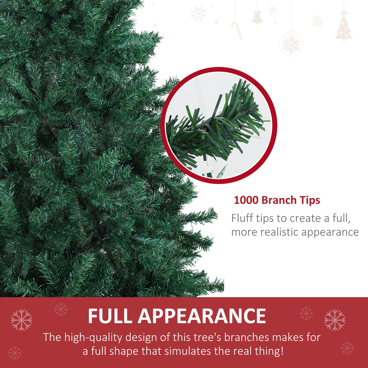 6ft Christmas Tree Unlit Artificial Spruce Full Tree with Solid Metal Stand