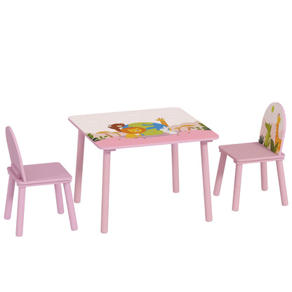 Kids Table and Chair Set, Toddler Table and 2 Chairs Set for Art, Craft, Reading, Learning, Pink