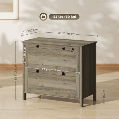 2 Drawer File Cabinet, Lockable Filing Cabinet with Adjustable Hanging Bar for Letter, A4 and Legal Size, Black