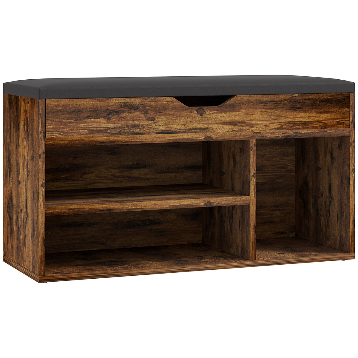 Shoe Bench Entryway Storage Rack with Padded Cushion, Hidden Storage for Hallway, Living Room, Natural
