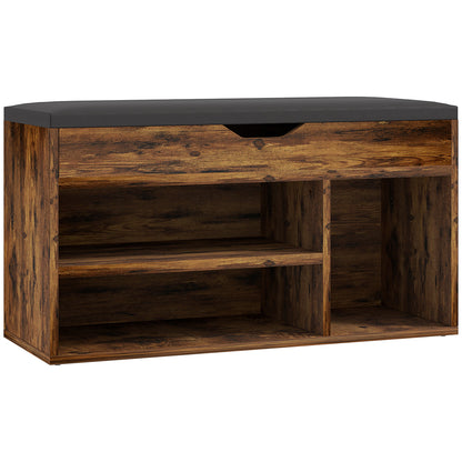 Shoe Bench Entryway Storage Rack with Padded Cushion, Hidden Storage for Hallway, Living Room, Natural
