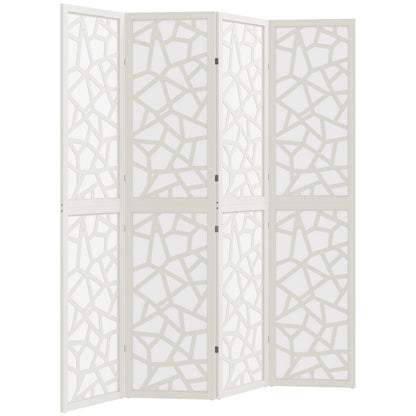 4 Panel Room Divider, 5.6 FT Lightweight Folding Privacy Screen with Geometric Pattern for Living Room, Bedroom, Black