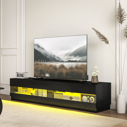 Hart Lighted TV Stand for TVs up to 75"-High Gloss Black