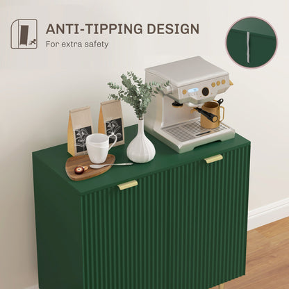 Modern Kitchen Storage Cabinet, Sideboard Buffet Cabinet with Adjustable Shelves and Metal Legs for Kitchen, Black