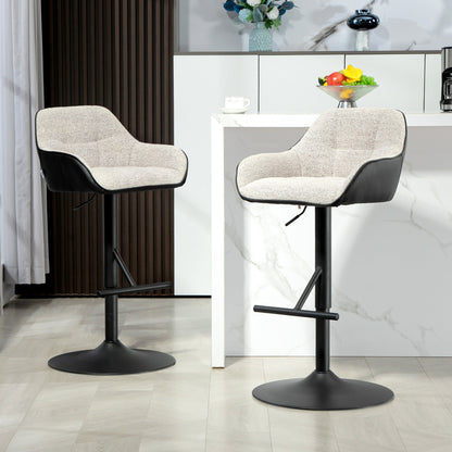 Bar Stools Set of 2, Swivel Counter Height Barstools with Back, Footrest, Armrests, Adjustable Height, Black