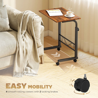 Mobile Standing Desk with Adjustable Height, 23.5 inch Stand Up Desk with Wheels, Natural Wood